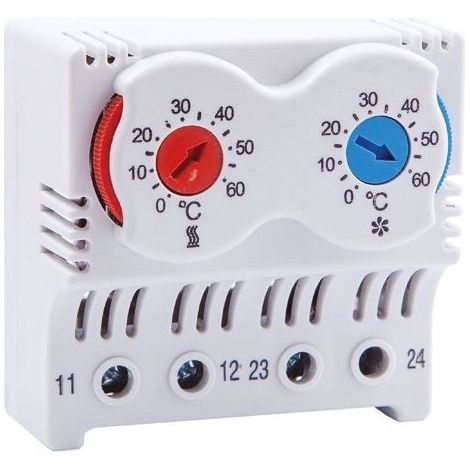Thermostat d'armoire électrique - contact 1NO+1NC - Plage de température 0°C à 60°C