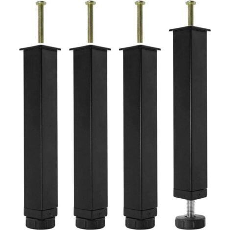 LAN Set mit 4 Metall-Bettbeinen für Lattenroste, Schraubbettbeine, Höhenverstellbar 0-20 mm, Bettgestell-Stützbeine, Möbelbeine ohne Bohren (25 cm) (1/5)