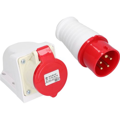 Connecteur industriel circulaire 16A 2 pièces en laiton, prise femelle mâle pour industrie et agriculture (1/5)