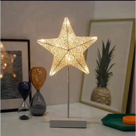Veilleuse étoiles tissées à la main, lampe de table en rotin, décoration de chambre (1/2)