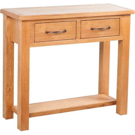 Konsolentisch mit 2 Schubladen 83x30x73 cm Massivholz Eiche