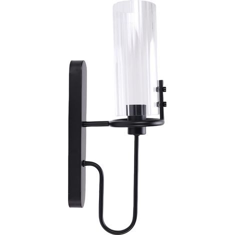 Schwarze Wandleuchte, moderne Innenleuchte mit klarem Glasschirm für Esszimmer, Café, Hotel, Schlafzimmer, Wohnzimmer, Flur