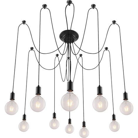 Lámpara colgante Spider 10 bombillas E27 10x60W negro mate 2224 Caspar Rabalux (1/3)