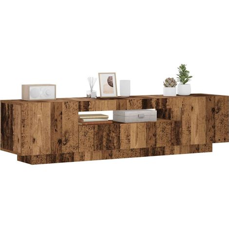 TV-Schrank mit LED-Leuchten Altholz-Optik 160x35x40 cm