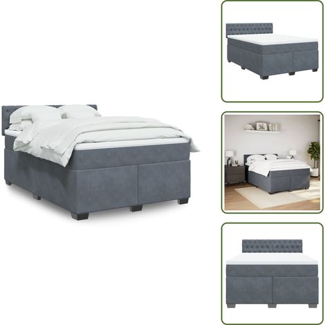 Boxspringbett mit Matratze Dunkelgrau 160x200 cm Samt - Boxspringbett - Boxspringbetten - Bett - Betten (1/5)