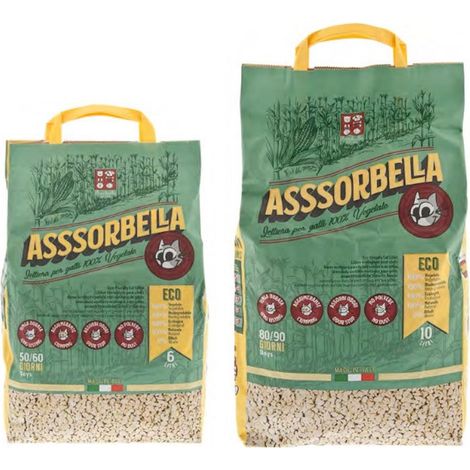 ASSORBELLA 10 LITRI: ASSORBELLA lettiera 100% vegetale per gatti, conigli, roditori, furetti e rettili confezione da 6 lt o 10 lt