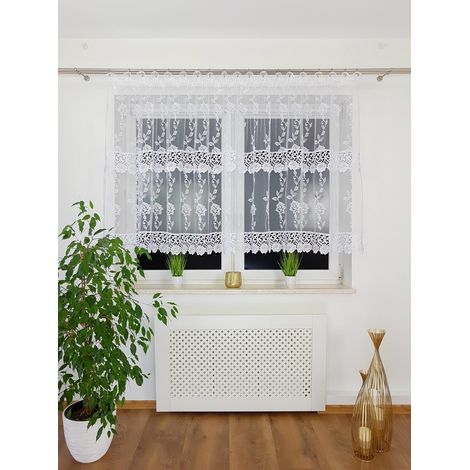 Cortina marquesina, para salón, cocina, encaje guipur doble (1/5)
