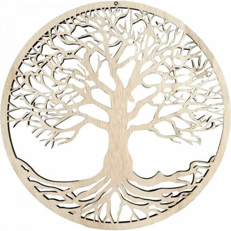 Tenture murale arbre de vie en bois massif – Décoration zen pour méditation – Énergie positive pour studio de yoga – 60x80cm (1/5)