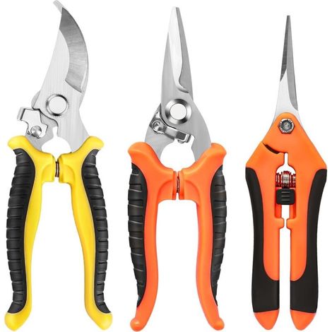 Lot de 3 sécateurs, cisailles et ciseaux en acier inoxydable (1/5)