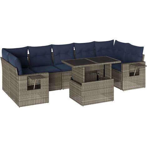 Maison Exclusive - Set Divani da Giardino 8 pz con Cuscini Grigio in Polyrattan (1/5)