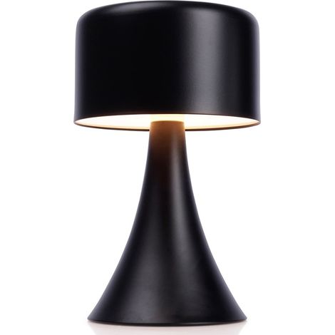 LED-Metall-Nachtlampe, schwarz, kabellos, batteriebetrieben, Tischleuchte, 20 cm