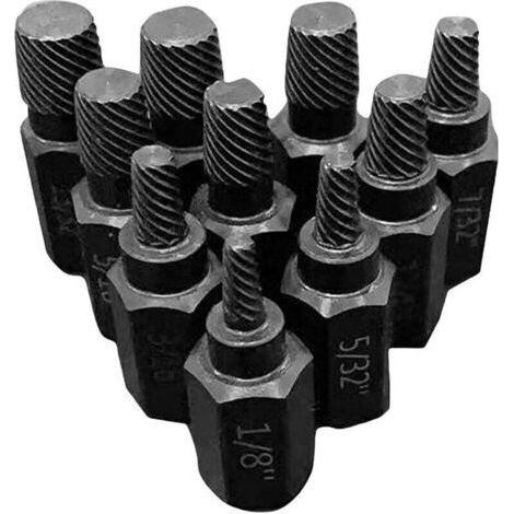 Extracteur de boulons - Extracteur de boulons hexagonaux dénudés en Acier allié - Lot de 10 extracteurs de vis 1/8 à 7/8" pour enlever Les Goujons cassés, Les boulons, Les vis (1/4)