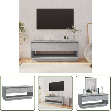 The Living Store TV-Schrank Grau Sonoma 102x41x44 cm Holzwerkstoff - TV-Schrank - Lowboard - Holzmöbel - Grau - Sonoma (1/5)