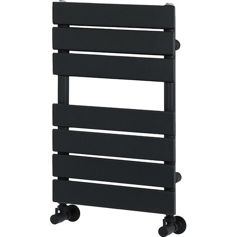 Milano Lustro Matte Black Flat Panel Heated Towel Rail Radiator - 600mm x 400mm (1/4)