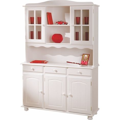 Mobile credenza siena 130x43/32x198h pino massello verniciato ad acqua bianco - Inter Link