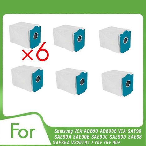 Lot de 6 sacs à poussière pour aspirateurs Samsung VCA-ADB90/ADB90B/VCA-SAE90 SAE90A/B/C/D/SAE68/SAE85A/VS20T92 / 70+/75+/90+ (1/5)