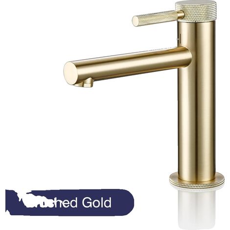 Waschtischarmatur, Messingkonstruktion, Einhebel-Design, Gebürstetes Gold, G3/8 (1/2)