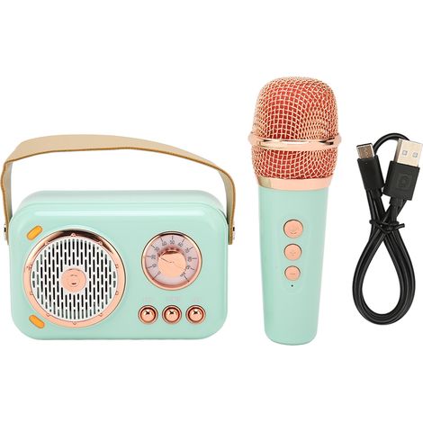Haut-parleur Bluetooth Vintage Portable avec 6 Modes Sonores, Micro Intégré - Vert Menthe pour Enfants et Adultes (1/5)
