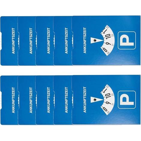 Pack of 10 Blue Paper Parking Discs 11 x 15 cm European Blue Zone Compliant Manual Car Time Stamp with Adjustable Arrival Time, Essential Accessory for Limited Time Parking (1/5)