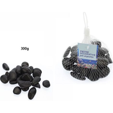 TrAdE Shop Traesio - Pietre Ciottoli Decorativi Acquario Neri 300gr Decorazione Piante Giardino 70252 -