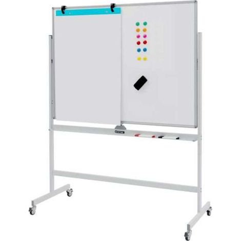 Travail fluide tableau blanc magnétique double face sur roulettes, hauteur réglable 160/180 cm, adultes et enfants (1/5)