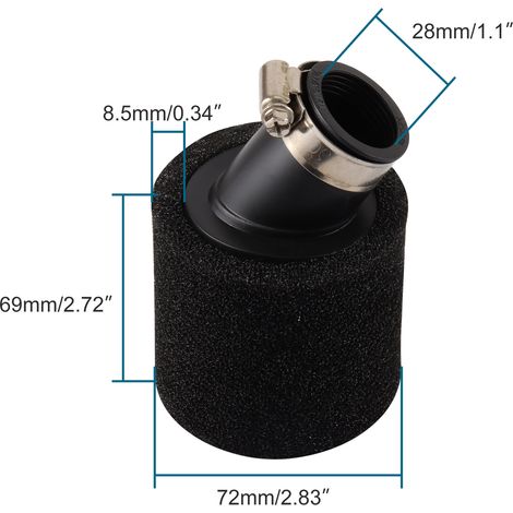 Schwarzer Schwamm-Luftfilter mit 28 mm Durchmesser für Motorräder und ATVs, Luftfilterkasten usw., geeignet für verschiedene Fahrzeugmodelle. (1/4)