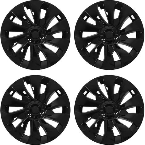 4 Jantes Enjoliveurs 18 Pouces Noir Mat Protection Jante Complète Remplacement pour Tesla Model 3 2017-2023 Noir Brillant (1/5)