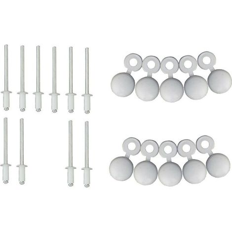 Lot de 10 rivets 4mm – Longueur 16mm – Avec 10 caches en plastique pour plaque immatriculation remorque voiture