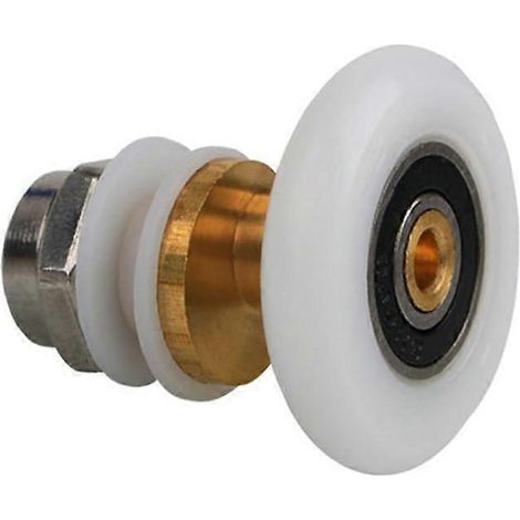 Roulettes pour porte de douche (lot de 4), roue en nylon de 25 mm avec âme en cuivre, roue extérieure et capuchon à vis, quincaillerie pour porte coulissante en verre (1/5)