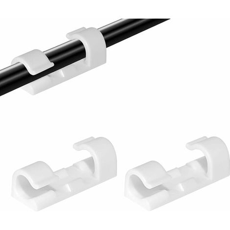 Cable Clip - Auto-Adhésif PA66 - Pour Câbles Jusqu'à 7 mm - Pour Maison Bureau Voiture - Lot de 50 Pièces Blanc (1/5)