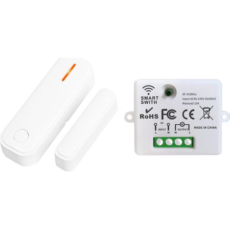 Interrupteur de Contact De Fenêtre Sans Fil, Avec Contact De Fenetre Magnetique Et Récepteur Radio Interrupteur Capteur De Fenêtre Pour Hotte Aspirante, Avec 2 Modes Commande (1/5)
