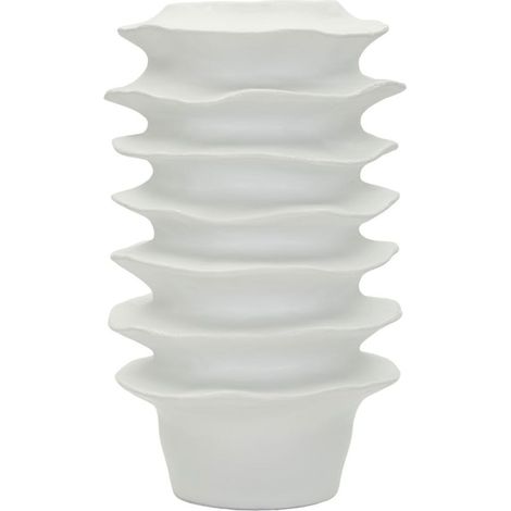 Vaso decorativo in resina bianca, Ø29x49 cm – Moderno con Motivo