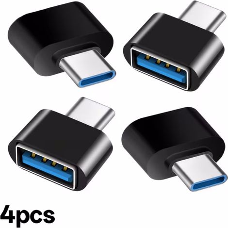 Lot de 4 adaptateurs USB-C vers USB, compatible MacBook Pro, Galaxy Samsung, PC portable, tablette, souris et clavier (1/5)
