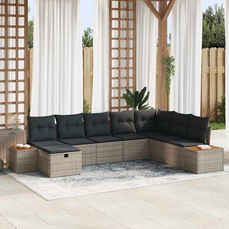 Gartensofa-set mit Kissen mit Speicher Grau Poly-Rattan (1/5)