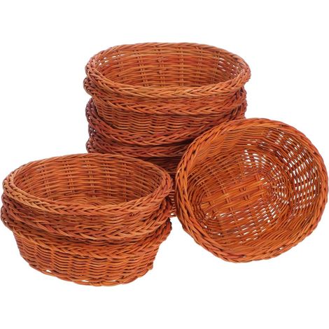 Set mit 10 ovalen Brotkörben aus geflochtenem Rattan – Atmungsaktive Körbe für Obst und Snacks – Praktisch für Küche und Haushalt – Natürliche, kompakte Größe (1/5)