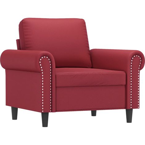 Fauteuil de Salon，Chaise，Fauteuil Rouge bordeaux 60 cm Similicuir CFW111895 (1/5)