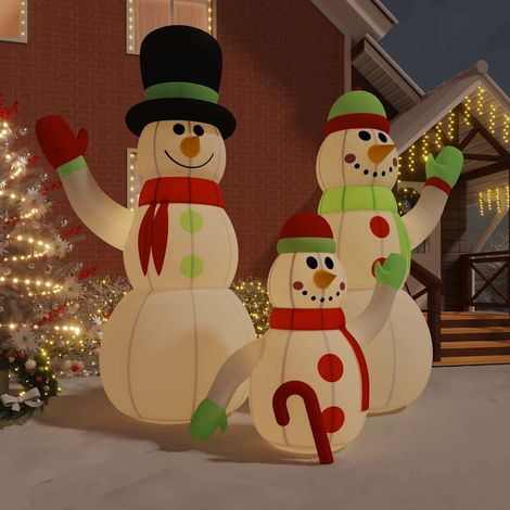 vidaXL Familia de muñecos de nieve inflables con luces LED de 500 cm (1/5)