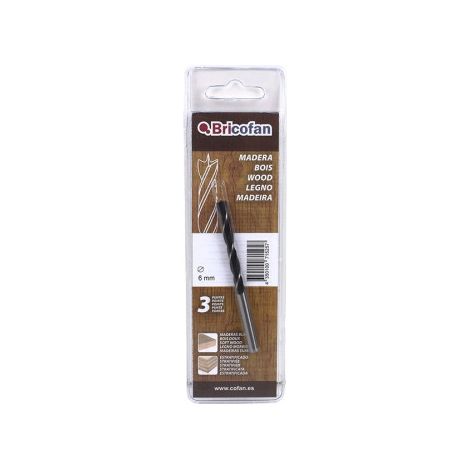 Blíster de Brocas Bricofan para madera con 3 Puntas                          10 mm