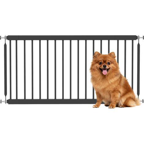 PawHut barrera de seguridad para perros pequeños extensible 67-93,5 cm, altura 45 cm, para puertas y escaleras, 2 extensiones 7/14 cm, negro (1/5)
