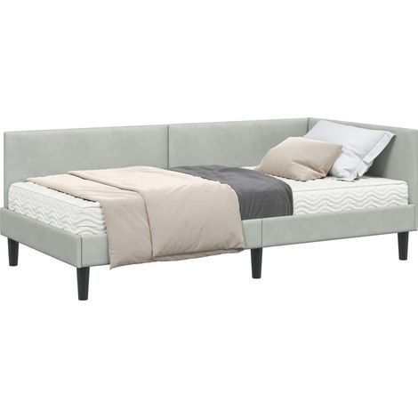 Corner Bed Frame with Mattress Other 2 pcs Light grey Velvet vidaXL (1/5)