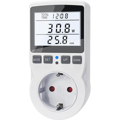 Wattmètre Prise Compteur d'Énergie, Prise Consommation Electrique pour Économie d'Energie, Écran LCD Rétroéclairé, Surcharges de Protection, 3680W MAX (1/5)