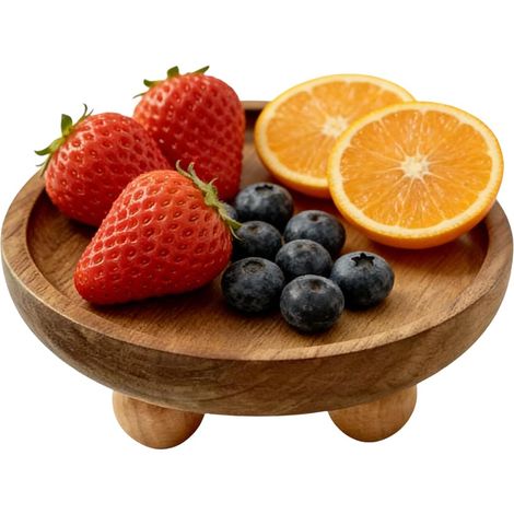 Plateau rond décoratif en bois , panier de rangement pour la cuisine , porte-savons , parfums , vase