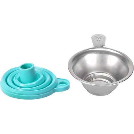 Ensemble d'entonnoirs de transfert de résine 2 en 1 : entonnoir pliable en silicone et entonnoir en métal pour imprimante 3D DLP, SLA et photopolymérisation UV (couleur aléatoire) (1/2)