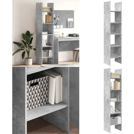 Bibliothèque Gris béton 40x35x180 cm Bois d’ingénierie - Bibliothèque - Étagère - Meuble De Rangement - Bibliothèque Design - Bibliothèque Grise - Home & Living (1/5)