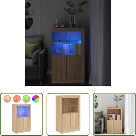 LED-Beleuchtung - Beistellschrank mit LED-Leuchten Sonoma-Eiche Holzwerkstoff (1/5)