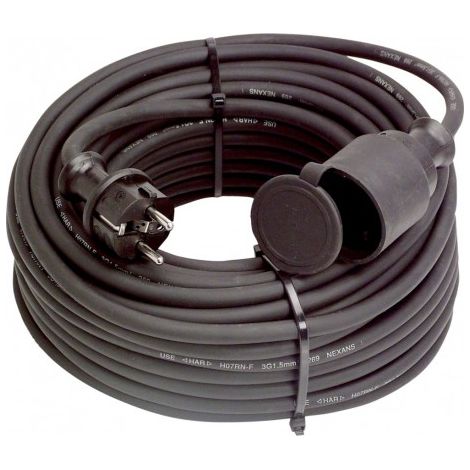 Gummi-Verlängerungsleitung 230V 25m schwarz H07RN-F 3G1,5 IP44