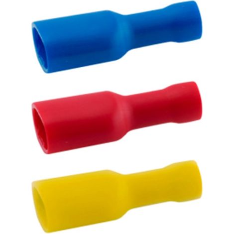 Cosses Faston femelles isolées 6,3 mm jaunes - Lot de 100