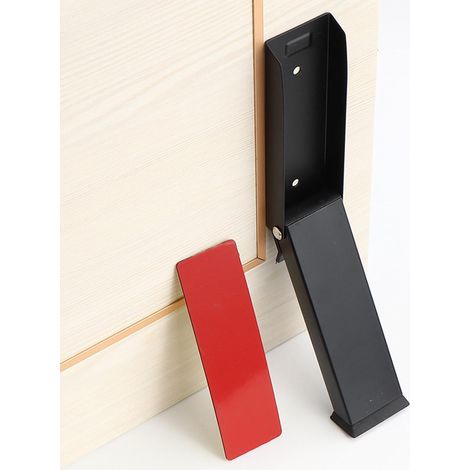 Tope de seguridad para puertas, acero inoxidable, autoadhesivo, no requiere taladrar, apto para puertas de interior y de dormitorio – negro