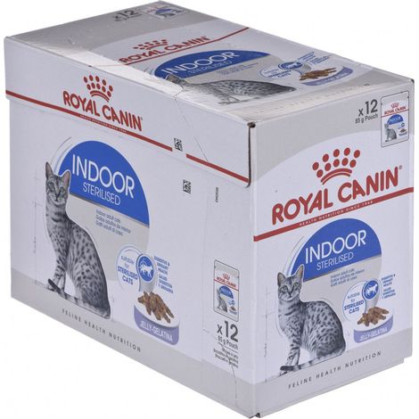 ROYAL CANIN Indoor Sterilised Gatos, Bocaditos en Gelatina, Caja 12 x 85 gr (1/5)