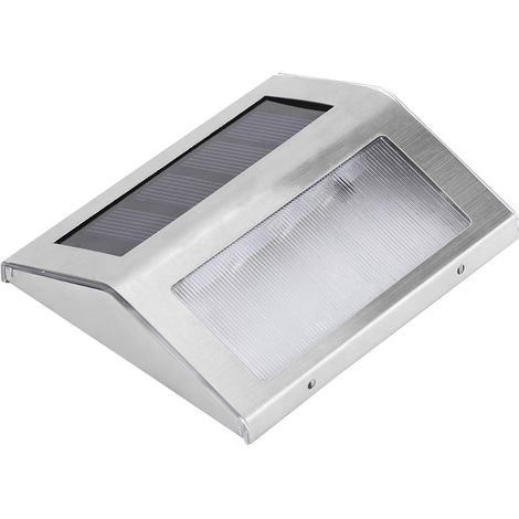 Lampe murale solaire étanche à 3 LED en acier inoxydable pour allée (lumière blanche) (1/5)